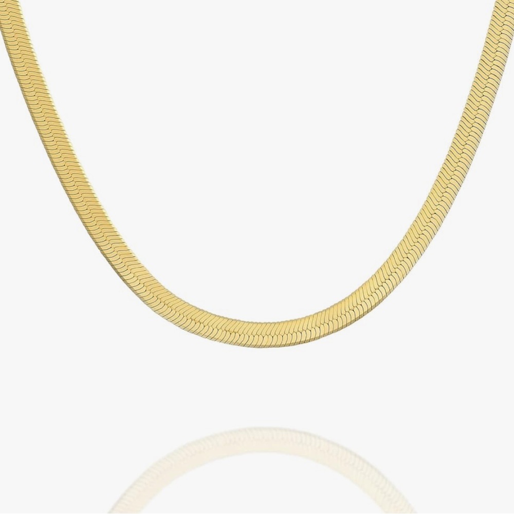 15” Stainless Steel herringbone necklace 2” extender gold tone